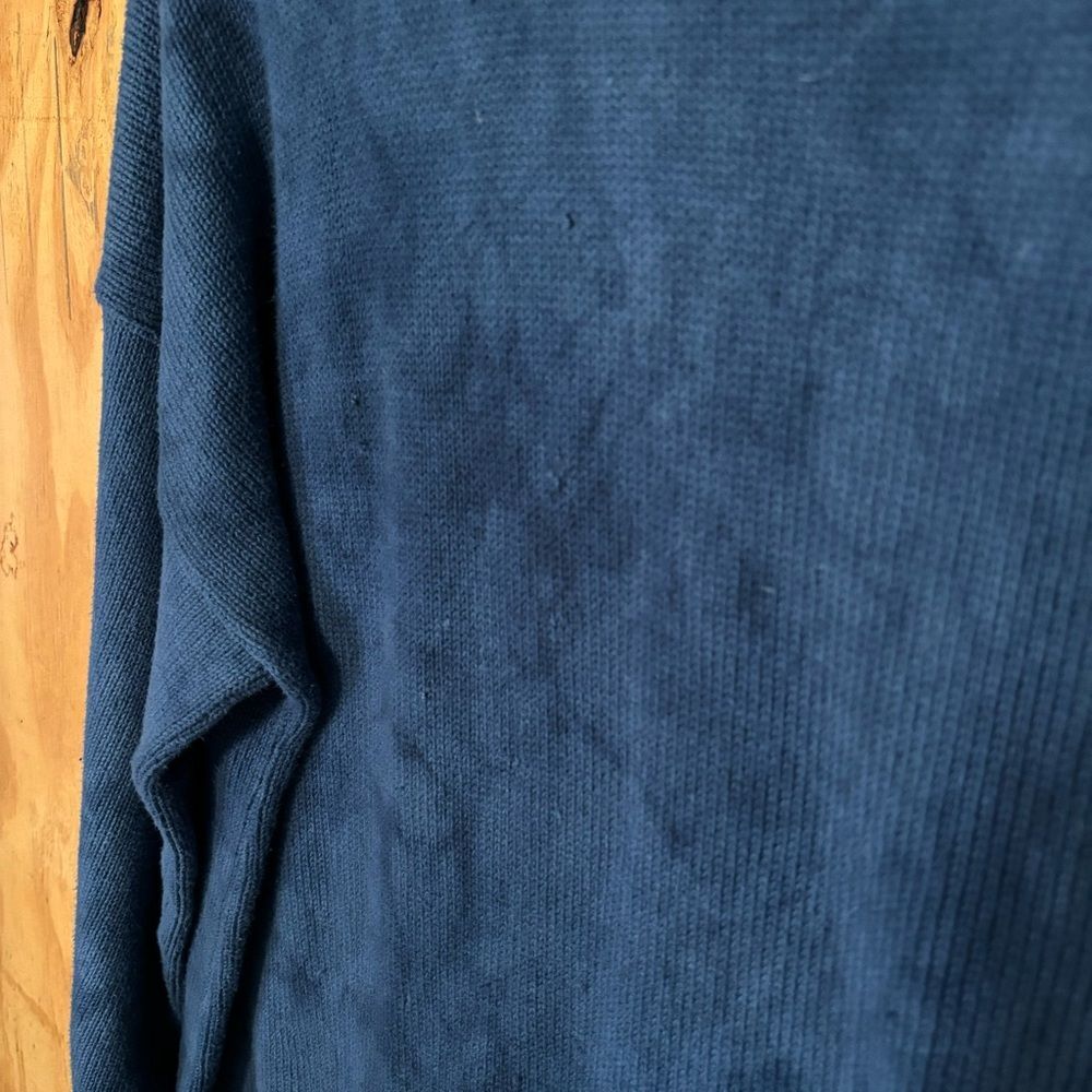 Vintage 80s BOOS Western Fringe Oversized Blue 100% Cotton Sweater One Size - Picture 4 of 5